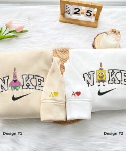 Custom Embroidered Spongebob xPatrick Couple Matching Hoodies Sweatshirts For Couples