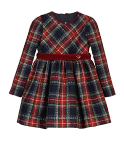 Navy Red Plaid Dress