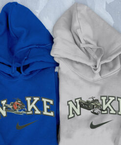 Custom Embroidered Skidoo Red x Skidoo Grey  Matching Hoodies Sweatshirts For Couples